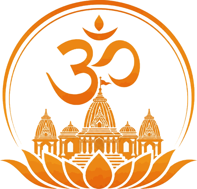 OM Hindu Center — the Om symbol above a temple and lotus